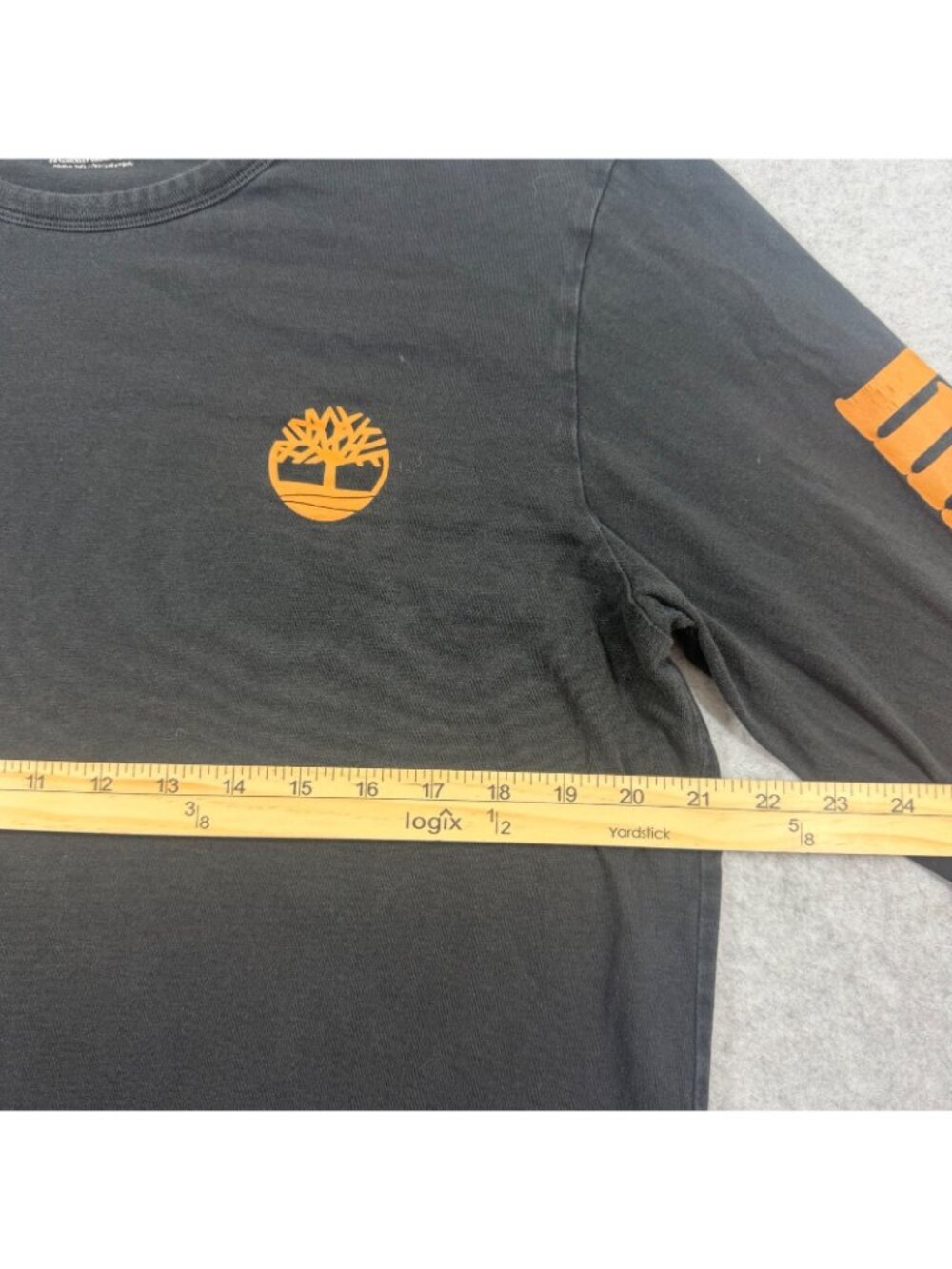 Timberland Men’s Long Sleeve Logo Graphic T-Shirt Black Orange Size Large L Cott - Picture 7 of 8